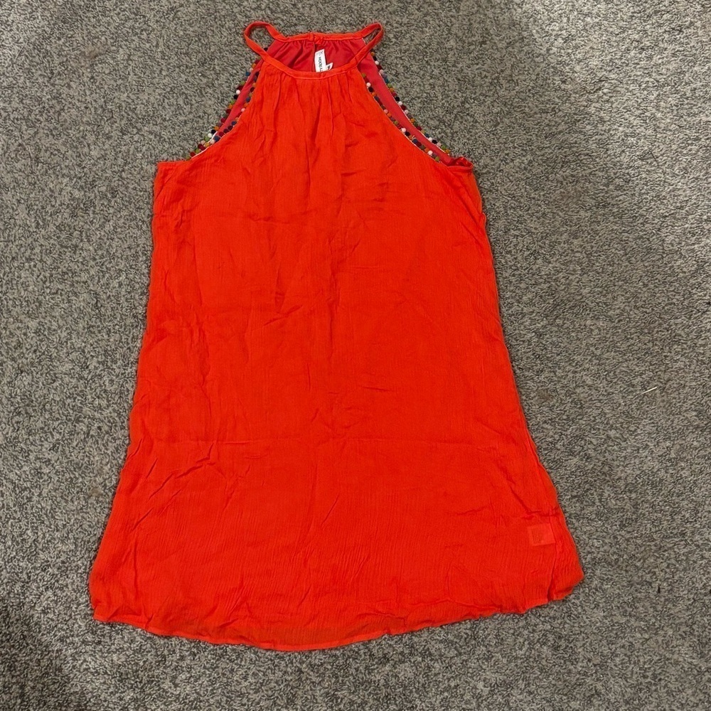 The Vanity Room Beaded & Pompom Trim Sleeveless Red Sz Medium - Picture 4 of 8